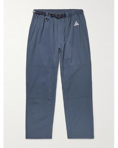 Nike Acg Straight-leg Logo-embroidered Belted Stretch-shell Trousers - Blue