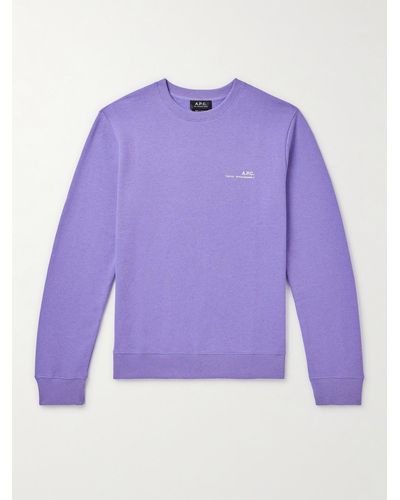 A.P.C. Logo-print Cotton-jersey Sweatshirt - Purple