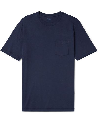 Hartford Pocket Garment-dyed Cotton-jersey T-shirt - Blue