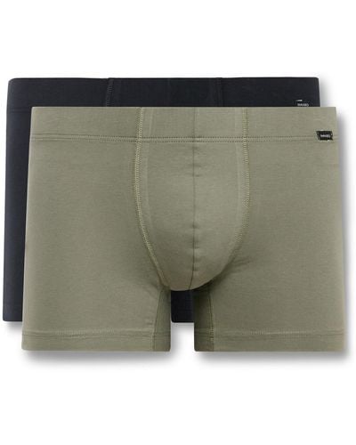 Hanro Essentials Two-pack Stretch-cotton Boxer Briefs - Green