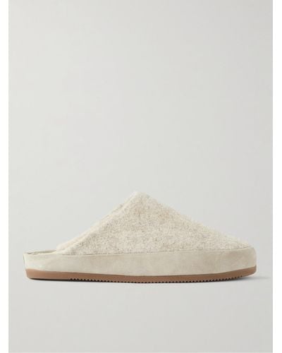 Mulo Suede-trimmed Shearling-lined Recycled Wool Slippers - Natural