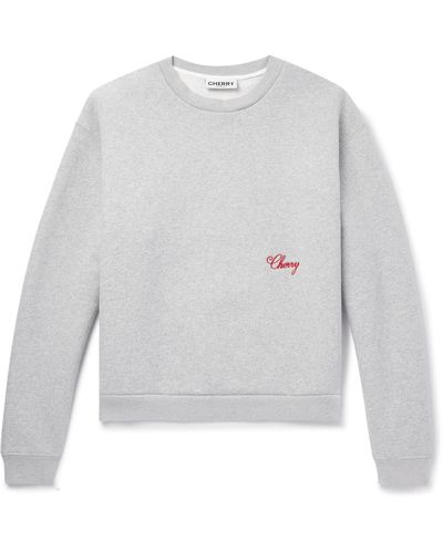 CHERRY LA Logo-embroidered Cotton-blend Jersey Sweatshirt - White