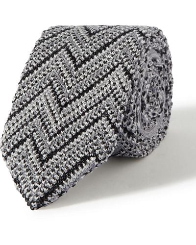 Missoni 8.5cm Crochet-knit Wool And Silk-blend Tie - Gray