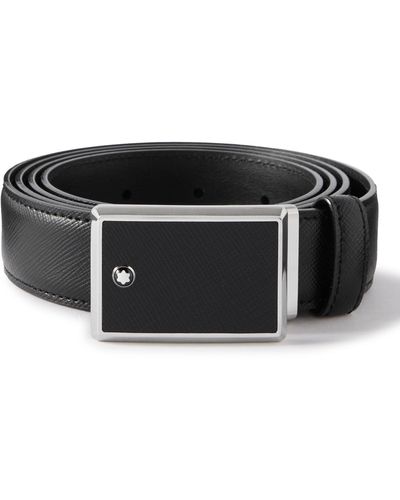 Montblanc 3cm Cross-grain Leather Belt - Black
