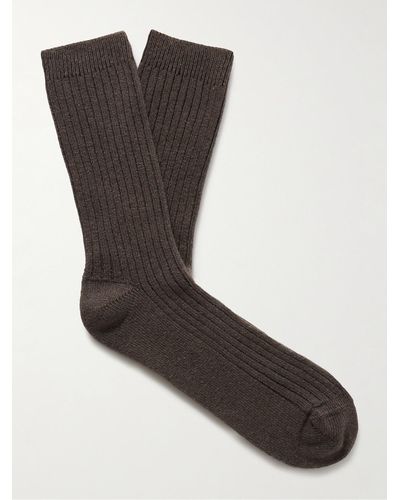 Hanro Ribbed-knit Socks - Black