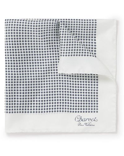 Charvet Polka-dot Silk Pocket Square - White