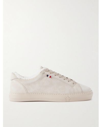 Moncler New Monaco Shearling-lined Suede Trainers - Natural