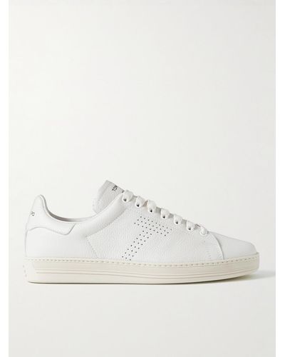Tom Ford Warwick Perforated Full-grain Leather Trainers - White