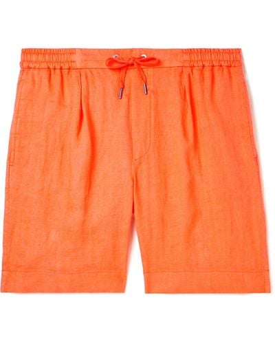 Ralph Lauren Purple Label Dorset Straight-leg Linen Drawstring Shorts - Orange