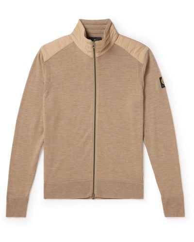 Belstaff Kelby Slim-fit Shell-trimmed Wool Zip-up Cardigan - Natural