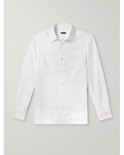 Rubinacci Hemd aus Leinen - Weiß