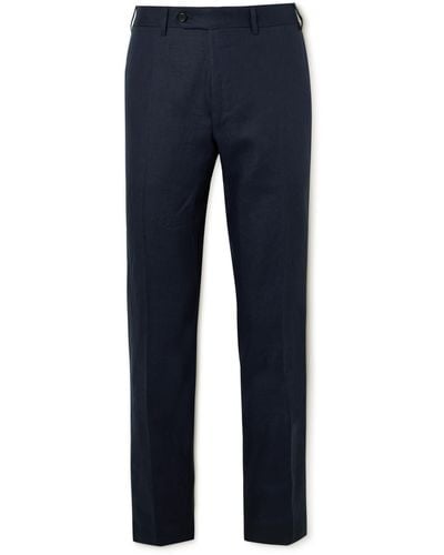 Canali Kei Slim-fit Linen Pants - Blue