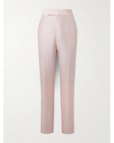 Tom Ford Atticus Slim-fit Tapered Wool And Silk-blend Twill Suit Trousers - Pink