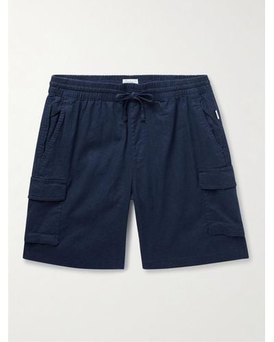Onia Straight-leg Linen-blend Drawstring Cargo Shorts - Blue