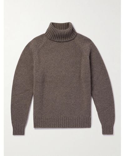 Umit Benan Cashmere Rollneck Sweater - Brown