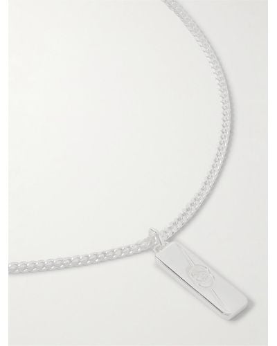 Gucci Collana in argento sterling con pendente e logo inciso - Neutro