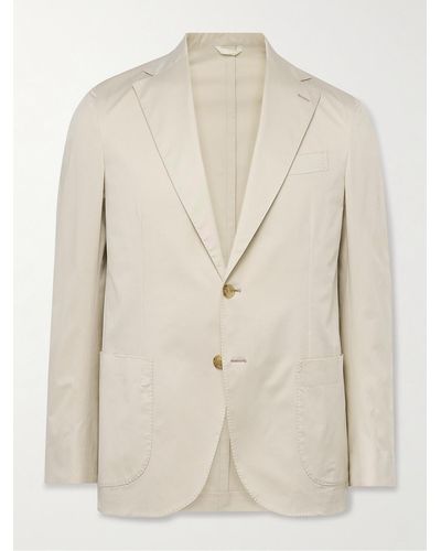 De Petrillo Slim-fit Cotton-blend Suit Jacket - Natural