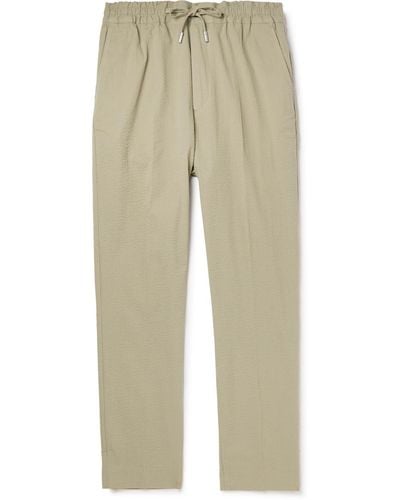 MR P. Tapered Organic Cotton-seersucker Drawstring Pants - Natural