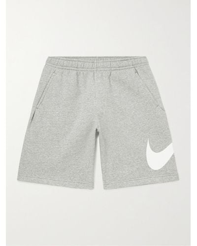 Nike Sportswear Club Wide-leg Logo-print Cotton-blend Jersey Shorts - Grey