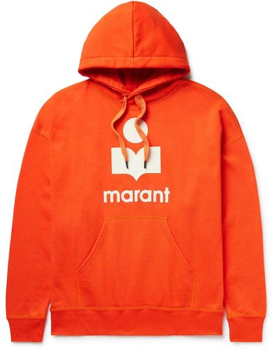 Isabel Marant Miley Logo-flocked Cotton-blend Jersey Hoodie - Orange