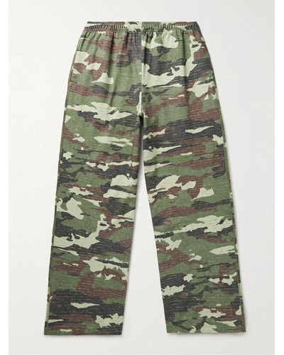 Acne Studios Camouflage-print Organic Cotton-jersey Wide-leg Trousers - Green