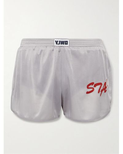 Y,IWO Slim-fit Printed Jersey Shorts - Grey