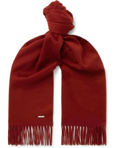 Loro Piana Fringed Cashmere Scarf - Red