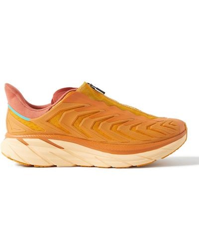 Hoka One One Project Clifton Rubber-trimmed Mesh Running Sneakers - Orange