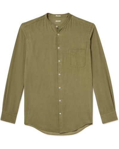 Massimo Alba Noto2 Slim-fit Grandad-collar Cotton-corduroy Shirt - Green
