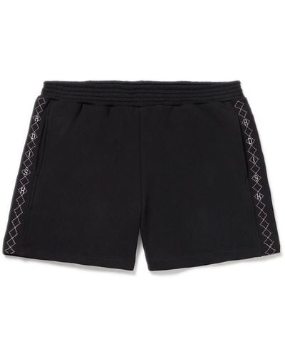 Adish Wide-leg Logo-embroidered Cotton-jersey Drawstring Shorts - Black