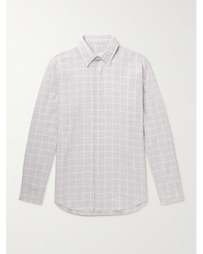 James Purdey & Sons Camicia in flanella di cotone a quadri Estate - Bianco