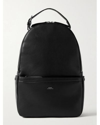 A.P.C. Logo-print Recycled-faux Leather Backpack - Black