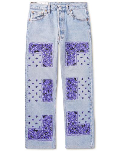 Noma T.D Slim-fit Tapered Embroidered Jeans - Blue