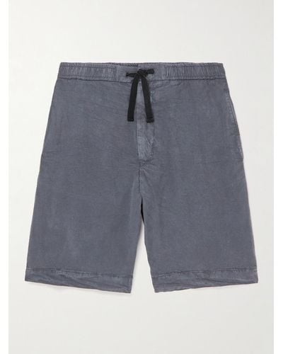 Officine Generale Straight-leg Garment-dyed Lyocell-blend Drawstring Shorts - Grey
