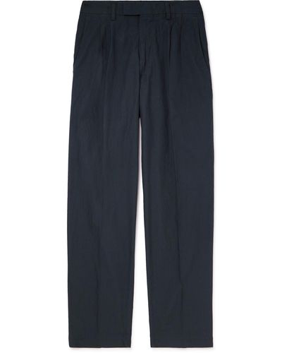 NN07 Fritz 1062 Tapered Pleated Stretch-cotton Seersucker Suit Pants - Blue