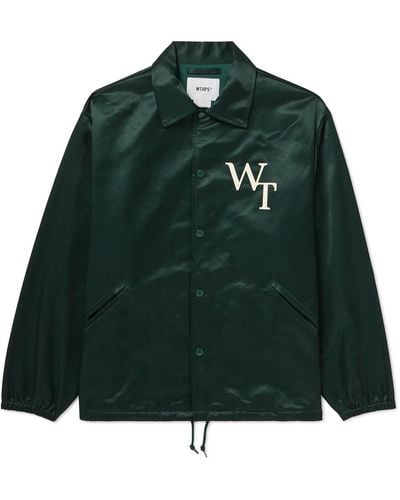 WTAPS Logo-appliquéd Cotton-blend Sateen Coach Jacket - Green