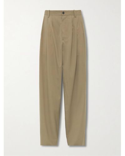 The Row Rufus Wide-leg Pleated Virgin Wool Trousers - Natural