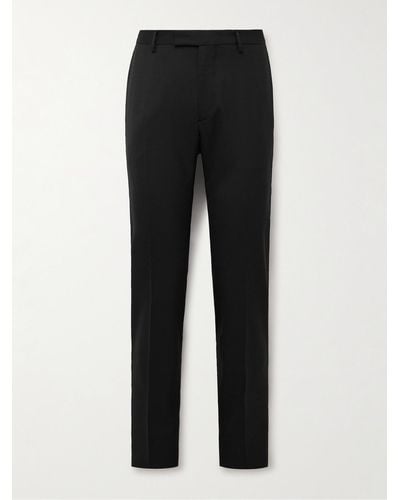 Etro Slim-fit Silk-blend Trimmed Stretch-wool Twill Tuxedo Trousers - Black