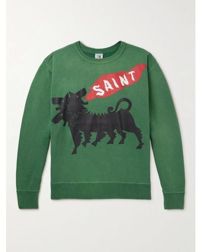 SAINT Mxxxxxx Printed Cotton-jersey Sweatshirt - Green