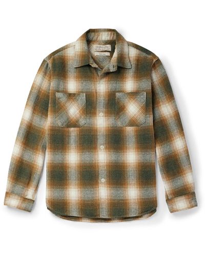 Remi Relief Jazz Nep Checked Cotton-blend Flannel Shirt - Green