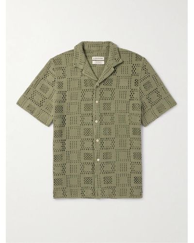 A Kind Of Guise Gioia Camp-collar Crocheted Cotton Shirt - Green