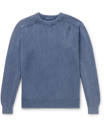 Noah Summer Shaker Ribbed Cotton Sweater - Blue