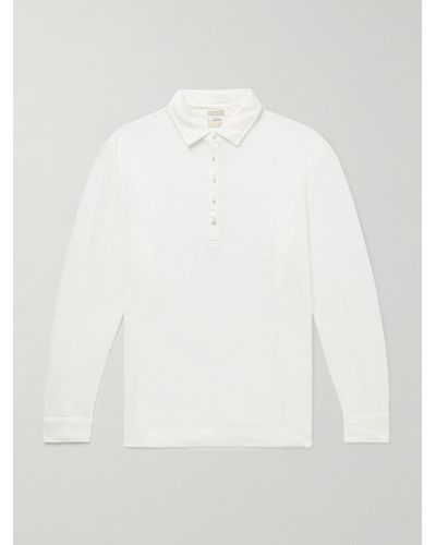 Massimo Alba Raya Slim-fit Linen Polo Shirt - White