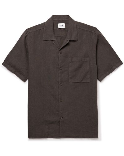 NN07 Julio 5706 Convertible-collar Linen Shirt - Black
