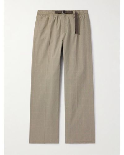 Our Legacy Wander Wide-leg Belted Prince Of Wales Cotton-blend Cordura® Trousers - Natural
