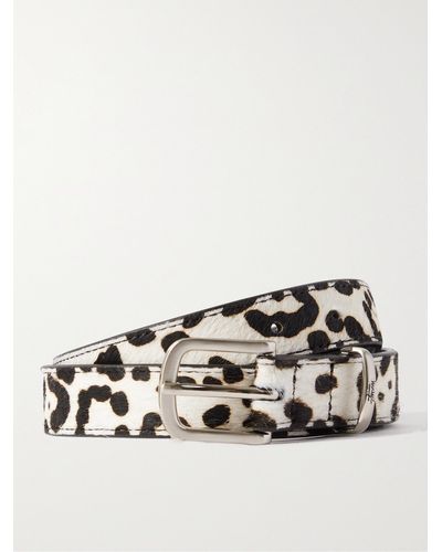 Stussy 2.5cm Cow-print Pony Hair Belt - White