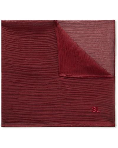 Saint Laurent Plissé Silk-georgette Pocket Square - Red