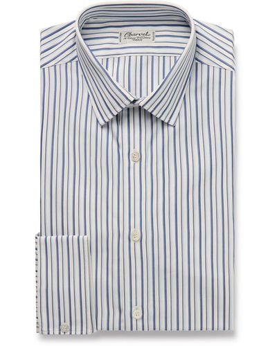 Charvet Striped Cotton Oxford Shirt - Blue