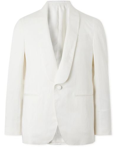 Caruso Shawl-collar Silk And Linen-blend Tuxedo Jacket - White