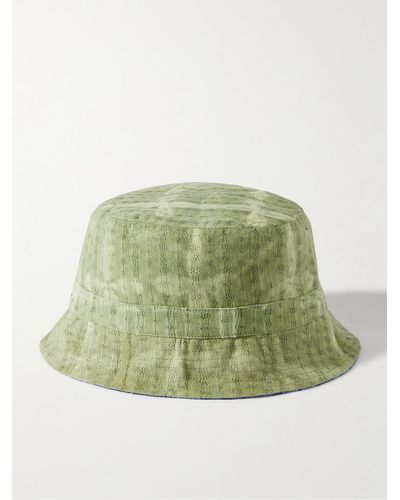Kardo Wendbarer Fischerhut aus Biobaumwolle mit Print und Stickereien - Grün